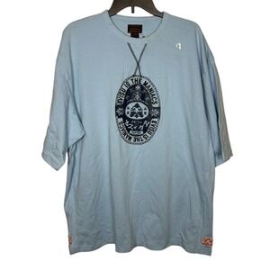EVISU Is The Maniacs Buddha T-Shirt Blue Size 2X Streetwear Japanese